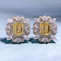 wholesale S925 Sterling Silver with Yellow and Pink Diamonds 7*9mm Emerald Cut Full Diamond Lavishly Set Butterfly Earrings-0-2