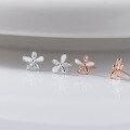 wholesale S925 silver with diamond polished five-petal flower ear studs sweet and fresh personalized women's ear jewelry M02267-0-3