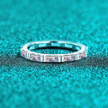 S925 Silver Full Moissanite Women's Rectangular Bamboo Knot Stack Ring-0-4