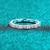 S925 Silver Full Moissanite Women's Rectangular Bamboo Knot Stack Ring-1.8 carat full Mozambique  No. 10