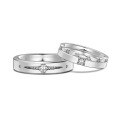 wholesale S925 Sterling Silver Minimalist Geometric Round Diamond Inlaid Unisex Couple Rings, Ins Style High-End Plain Silver Matching Bands-0-4