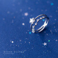 wholesale S925 Silver Nalan Forest Style Inlaid Diamond Double-Layer Star Open Ring Sweet Star Index Finger Ring J5315-0-1