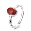 wholesale S925 Sterling Silver Vintage-Inspired Red Agate Ring Trendy Creative Design Adjustable Index Finger Ring for Women-0-5