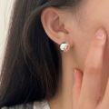wholesale S925 Sterling Silver Semi-Sphere Stud Earrings for Women, Fashionable and Elegant Minimalist New Korean and Japanese Heavy Work Earrings-0-1