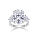 925 Silver Custom Elliptic Moissanite Pigeon Egg Ring-0-3