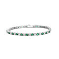 wholesale [Silver] Classic Four-Claw 3mm Simulated Emerald with High-Carbon Diamond Tennis Bracelet, Fully Pavé Versatile Stacking-0-0