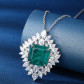 wholesale S925 Sterling Silver Pendant Full Diamond Emerald Heavy Work Inlaid Women's Cross-Border Emerald Necklace Wholesale-0-0