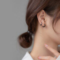 wholesale S925 silver black geometric polygon ear clips Korean trendy cool style unisex earrings M01860-0-2