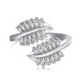 wholesale S925 Sterling Silver Light Luxury High-End Delicate Small Fresh Floral Leaf Design Unique Marquise Open Adjustable Ring-0-7