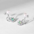 wholesale S925 sterling silver inlaid opal earrings, autumn and winter new fashion elegant snowflake earrings, vintage earrings wholesale-0-3