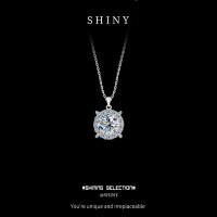 Rhodium-Plated Moissanite Sunflower Pendant Necklace for Women-S925 sterling silver + 2-carat moissanite