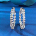 wholesale 925 Silver Fashionable European and American New Design Full Diamond Pave 3*5mm Oval Pigeon Egg Row Diamond Hoop Earrings Cross-border Style-0-1