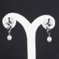 wholesale S925 sterling silver new natural freshwater pearl earrings for women, fashionable and luxurious high-end design, 8mm rice pearl ear studs-0-2