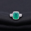 wholesale 925 Sterling Silver Designer Natural Green Agate Ring Luxurious and Fashionable Elegance Natural Gemstone Ring Live-0-1