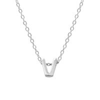 wholesale Metal 925 Silver Plain 26 Letters Pendant Necklace, Ins Luxury Hot-selling Choker-White Gold-V 925 Silver