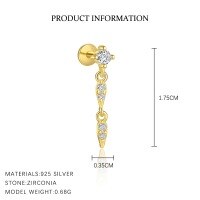 wholesale S925 Sterling Silver Irregular Zircon Star Earrings, Round Small Niche Design。-E4742-Gold/Single 925 Silver