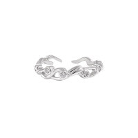 wholesale S925 sterling silver new small niche unique original ins high-end hollow intertwined diamond-inlaid design couple rings for women-HJZ3095 Platinum [No. 14/Adjustable] &gt; Opening adjustable