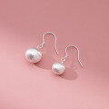 wholesale S925 Sterling Silver Brushed Large and Small Pearl Ear Hooks, Minimalist and StylishM04992-0-3