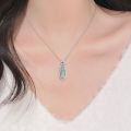 wholesale S925 Sterling Silver Natural Weathered Material Blue Water Jadeite Small Lucky Bean Four-Seasons Bean Pendant Women's Collarbone Necklace-0-3