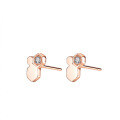 Rose Gold Plated S925 Silver Women's Beehive Earrings with Moissanite-0-4