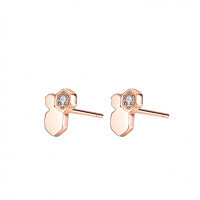 Rose Gold Plated S925 Silver Women's Beehive Earrings with Moissanite-Rose gold 10-point diamond (set with moissanite)  925 silver