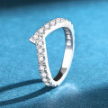 925 Silver Moissanite V-Shape Stackable Ring-0-0
