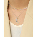 wholesale S925 Sterling Silver Korean Version Ins Minimalist Small Moon Pendant Necklace for Women-0-3