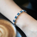 wholesale 925 Silver New Jewelry Fashion Simulated Diamond 7*7 Ice Flower Blue Diamond Bracelet for Women Elegant and Luxurious-0-2