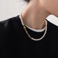 wholesale S925 Sterling Silver Red Elk High-End Lustrous Round Pearl Link Necklace, Minimalist Niche Versatile Exquisite Collarbone Chain-0-3