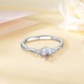 wholesale S925 Sterling Silver Couple Rings With Moonstone And Zircon, Featuring An Elegant Intertwined Line Design-0-1