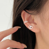 wholesale S925 Sterling Silver Minimalist Pig Nose Stud Earrings for Women, Korean Style Exquisite and Versatile Clip-On Earrings-Ear clip style (sterling silver)