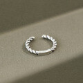 wholesale S925 Sterling Silver Simple Retro Thai Silver Twist Square Open Ring-0-0