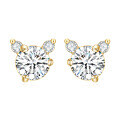 wholesale 10/14/18k White Gold, Rose Gold, Yellow Gold Cat Ear Small and Dainty Niche Stud Earrings with 05ct Moissanite-0-1