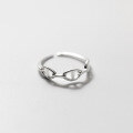 wholesale S925 Silver Pig Nose Chain Ring Hollow-Out Fashion Minimalist Style Open-End Tail Ring R00403-0-3