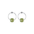wholesale S925 Sterling Silver Retro Chinese Style Hetian Jade Light Bead Ear Hoops Forest Temperament Elegant Ear Clasp M01443-0-2