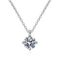 wholesale S925 Sterling Silver Wholesale 1 Carat D Color Moissanite Pendant with Diamond Accents Classic Four-Prong Necklace for Women-0-14