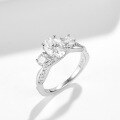 wholesale S925 Silver Plated 18k Gold 15ct Egg-shaped Moissanite Twist Shank Engagement Ring with Niche Design for Cross-border Independent Stores-0-2