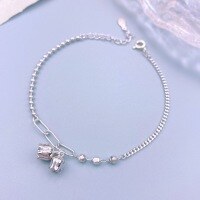 wholesale S925 Sterling Silver Maker's Fashion Happy Lily of the Valley Bell Pendant Minimalist Silver Bracelet Simple Niche Design Advanced Bracelet-Platinum 925 silver