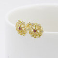 wholesale 18K gold jewelry manufacturer wholesale fashion trendy luxury hollow-out ruby full-cut diamond earrings-0-3