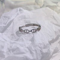 wholesale S925 Sterling Silver Maker's Pig Nose Chain Ring for Women, Ins Small and Unique Adjustable Open Index Finger Ring-Pig nose open ring>Opening adjustable