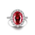 wholesale S925 sterling silver high-carbon diamond ring for women, full zirconia jewelry, wholesale colored gemstone ruby red tourmaline exaggerated ring-0-4