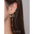 wholesale S925 Sterling Silver Star and Moon Tassel Earrings for Women, Wholesale-0-0