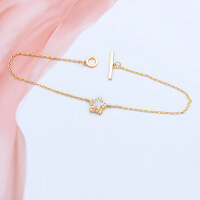 wholesale Sterling silver new shiny five-pointed star personality natural moonstone bracelet women Japanese style ring set-Size S 15cm 925 silver