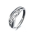 wholesale S925 sterling silver vintage letter "love you" ring, ins Ruili magazine style versatile fashion index finger ring-0-4