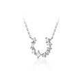 wholesale S925 Sterling Silver Star Zircon Necklace Vintage Crystal Lucky Horseshoe Wishbone Small Luxury Collarbone Chain-0-4