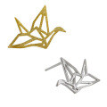 wholesale S925 Sterling Silver Korean Style Simple and Versatile Paper Crane Brushed Ear Stud Earrings for Women-0-4