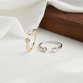wholesale 925 Sterling Silver Minimalist Gold-Plated Adjustable Open Ring with Zirconia and Enamel Drip Design-0-2
