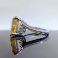 wholesale Metal: 925 Silver New Style 12*12 Yellow Diamond Asscher Cut Pagoda Ring, Fashion Minimalist Ring Band-0-2