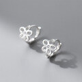 wholesale S925 Sterling Silver Ins-style Small Fresh Hollow-out Single Diamond Flower Ear Stud Minimalist Women's Earrings M04550-0-0