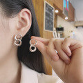 wholesale S925 Silver Fashion Cross-Border Irregular Double-Loop Chain Style Trendy Earrings and Ear Clips-0-3